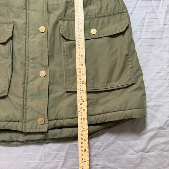 Tommy Hilfiger Womens Faux Fur Trim Hood Snap Button Parka Jacket Olive Large - Picture 4 of 12